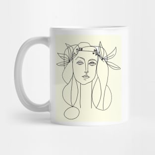 Young Girl Head Sketch Print Mug